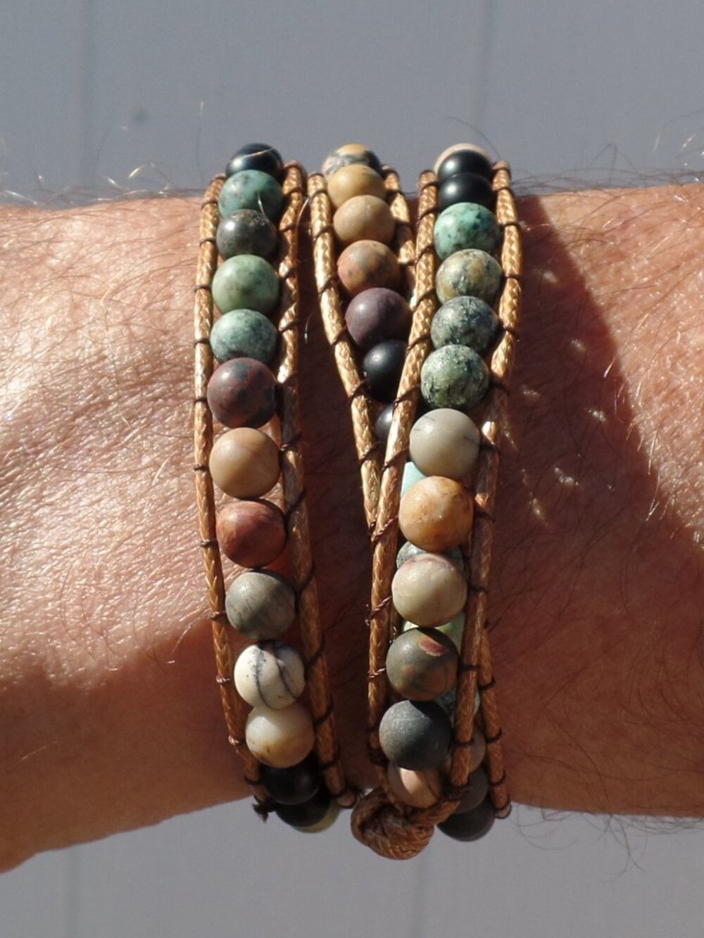 JASPER Stone Bracelet Bead Wrap NWOT HEART CLASP
